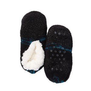 Steve Madden Mixed Media Lurex Cozy Knit Faux Sherpa Lounge Slipper Socks